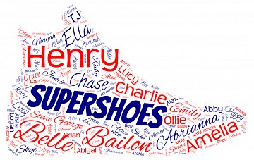 The names of some of our Supershoes recipients to celebrate reaching 500.