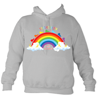 Adult Rainbow Hoodie in Grey.