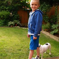 Harry's wearing his new Supershoes in the garden