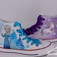 Super Maisy's Supershoes design brief included: Elsa, unicorns and the colour purple