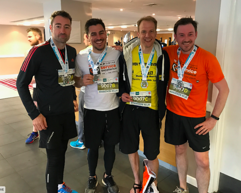 Sean, Chris, Dean & Mike from Aztech IT ran the MK relay-marathon to raise funds for Supershoes