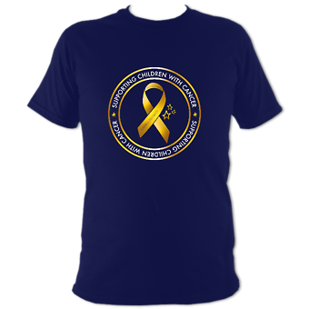 Supershoes Gold Ribbon Unisex Adult T-Shirt in Navy