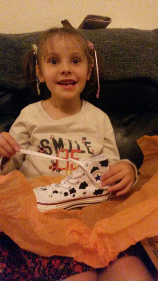 Leah with their Supershoes